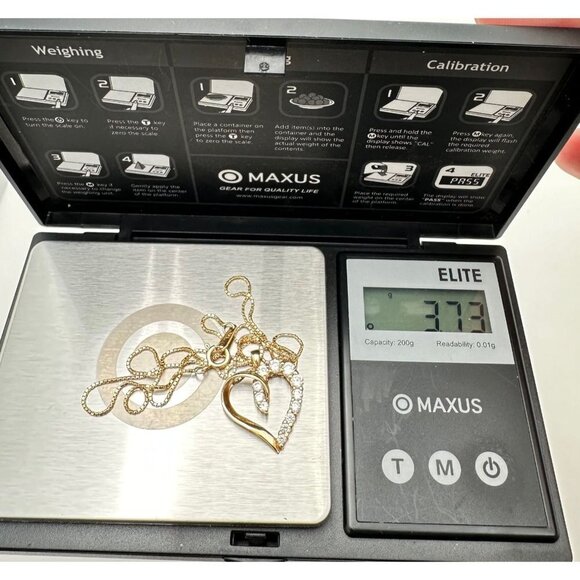 Womens Necklace 10K Yellow Gold Cubic Zirconia Heart Pendant Gift Idea for Her - Picture 9 of 9